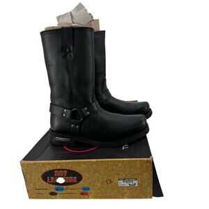 NWT Hot Leathers BTM1016 Men's Classic Black 11-inch Harness Leather Boots